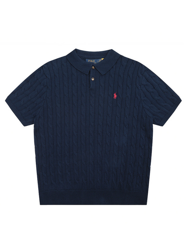 Cable-Knit Cotton Polo-Collar Jumper
