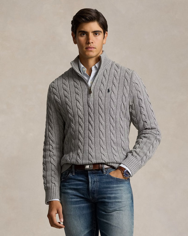 Cable-Knit Cashmere Quarter-Zip Jumper