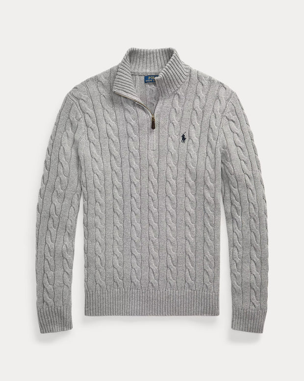 Cable-Knit Cashmere Quarter-Zip Jumper