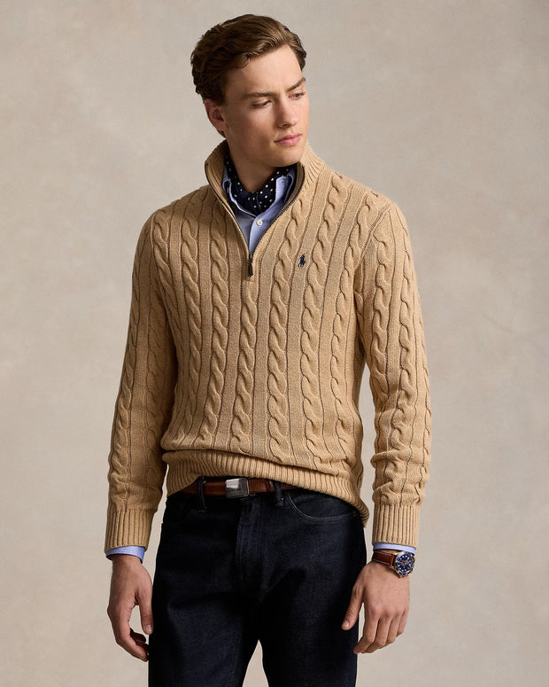 Cable-Knit Cashmere Quarter-Zip Jumper