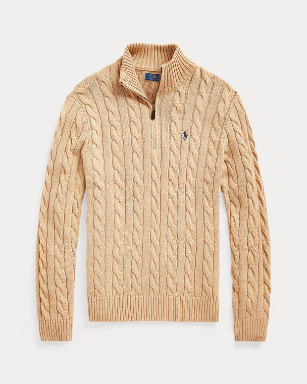 Cable-Knit Cashmere Quarter-Zip Jumper