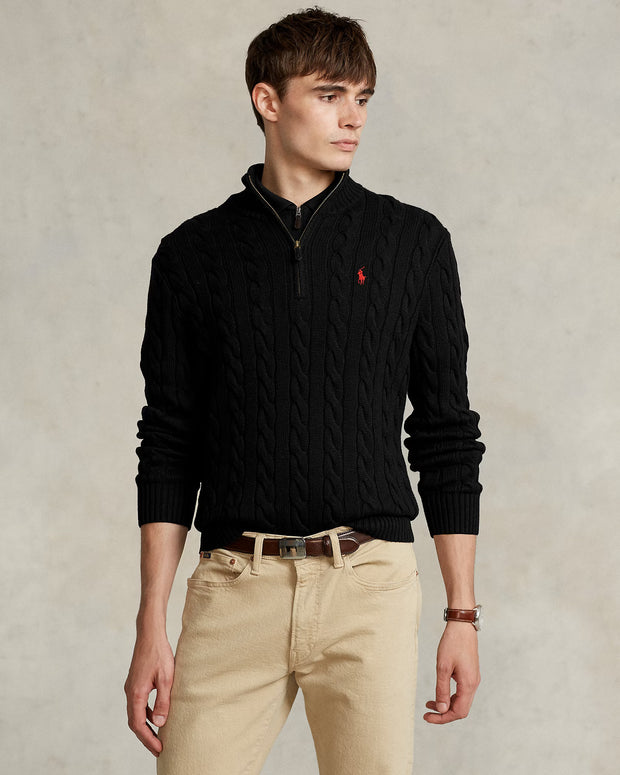Cable-Knit Cashmere Quarter-Zip Jumper