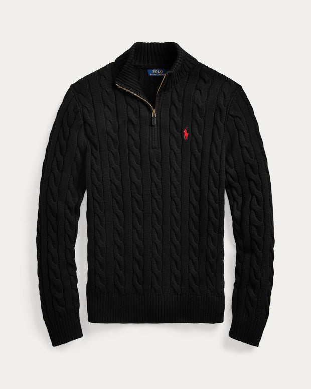 Cable-Knit Cashmere Quarter-Zip Jumper