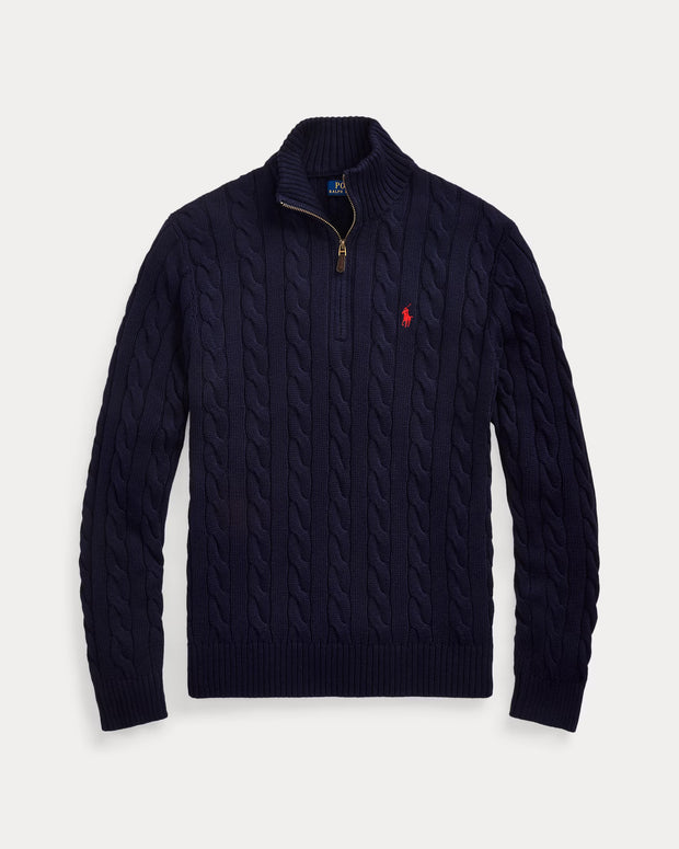 Cable-Knit Cashmere Quarter-Zip Jumper