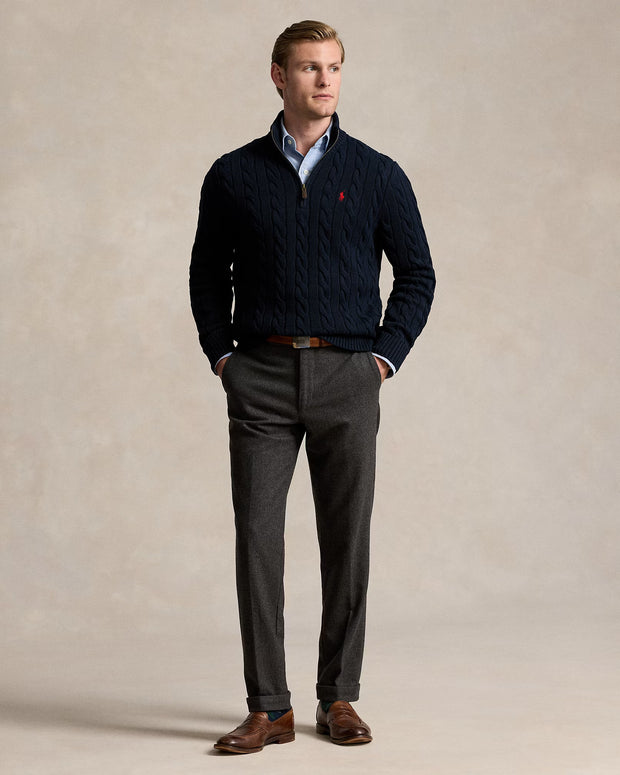 Cable-Knit Cashmere Quarter-Zip Jumper