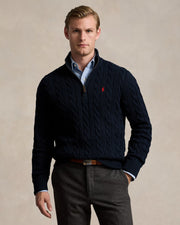 Cable-Knit Cashmere Quarter-Zip Jumper