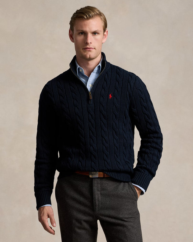 Cable-Knit Cashmere Quarter-Zip Jumper